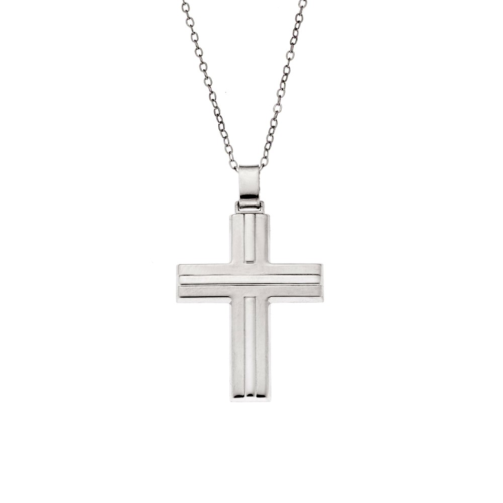 Μενταγιόν Senza ασήμι 925, σταυρός με σχέδιο - SSE0112SR