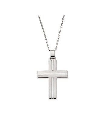 Μενταγιόν Senza ασήμι 925, σταυρός με σχέδιο - SSE0112SR