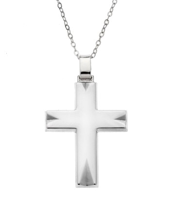 Μενταγιόν Senza ασήμι 925, σταυρός με σκαλιστές γωνίες - SSE0113SR
