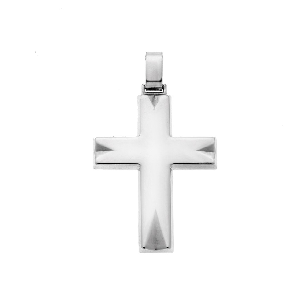 Μενταγιόν Senza ασήμι 925, σταυρός με σκαλιστές γωνίες - SSE0113SR