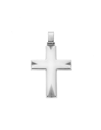 Μενταγιόν Senza ασήμι 925, σταυρός με σκαλιστές γωνίες - SSE0113SR