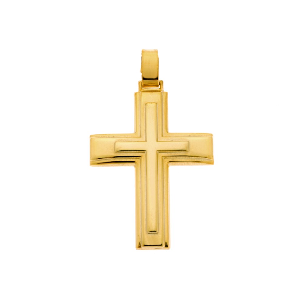 Μενταγιόν Senza επιχρυσωμένο ασήμι 925, σταυρός με σχέδιο - SSE0114GD