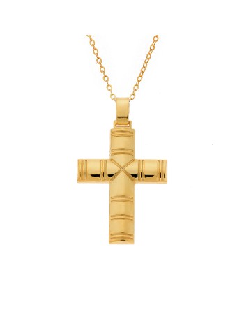 Μενταγιόν Senza επιχρυσωμένο ασήμι 925, σταυρός με σχέδιο - SSE0115GD