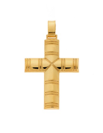 Μενταγιόν Senza επιχρυσωμένο ασήμι 925, σταυρός με σχέδιο - SSE0115GD