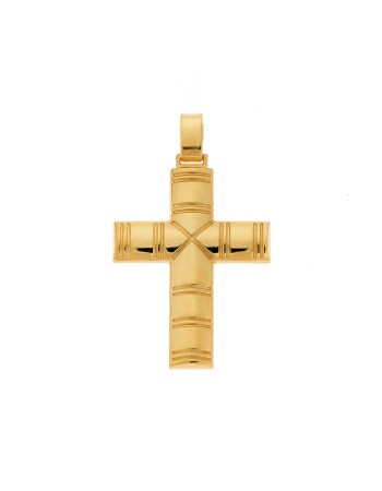 Μενταγιόν Senza επιχρυσωμένο ασήμι 925, σταυρός με σχέδιο - SSE0115GD