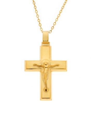 Μενταγιόν Senza επιχρυσωμένο ασήμι 925, σταυρός με τον Εσταυρωμένο - SSE0116GD