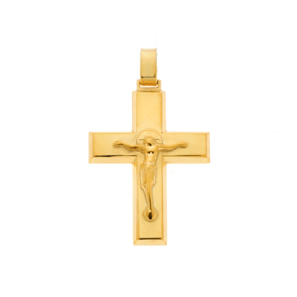 Μενταγιόν Senza επιχρυσωμένο ασήμι 925, σταυρός με τον Εσταυρωμένο - SSE0116GD