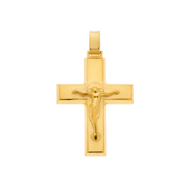 Μενταγιόν Senza επιχρυσωμένο ασήμι 925, σταυρός με τον Εσταυρωμένο - SSE0116GD