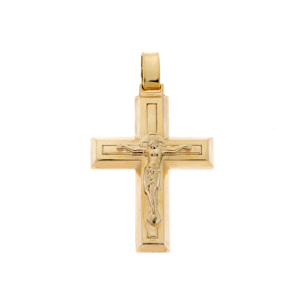 Μενταγιόν Senza επιχρυσωμένο ασήμι 925, σταυρός με τον Εσταυρωμένο - SSE0117GD