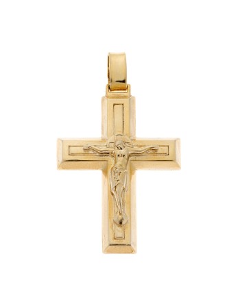 Μενταγιόν Senza επιχρυσωμένο ασήμι 925, σταυρός με τον Εσταυρωμένο - SSE0117GD