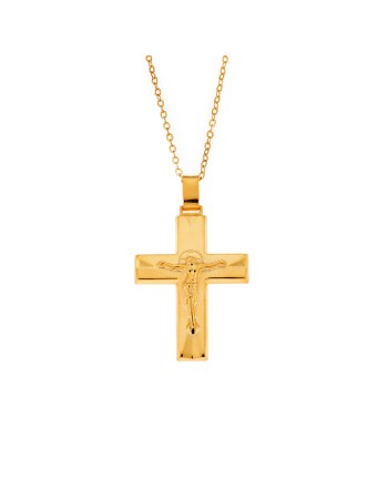 Μενταγιόν Senza επιχρυσωμένο ασήμι 925, σταυρός με τον Εσταυρωμένο - SSE0118GD