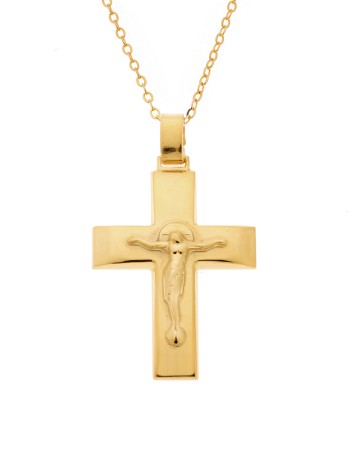Μενταγιόν Senza επιχρυσωμένο ασήμι 925, σταυρός με τον Εσταυρωμένο - SSE0119GD