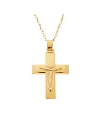 Μενταγιόν Senza επιχρυσωμένο ασήμι 925, σταυρός με τον Εσταυρωμένο - SSE0119GD