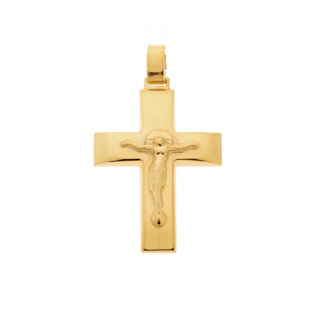 Μενταγιόν Senza επιχρυσωμένο ασήμι 925, σταυρός με τον Εσταυρωμένο - SSE0119GD