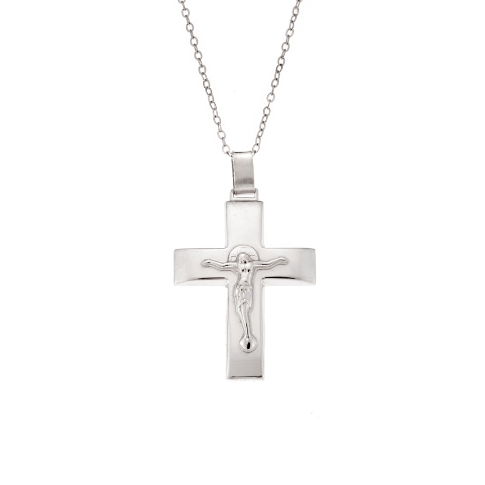 Μενταγιόν Senza ασήμι 925, σταυρός με τον Εσταυρωμένο - SSE0119SR