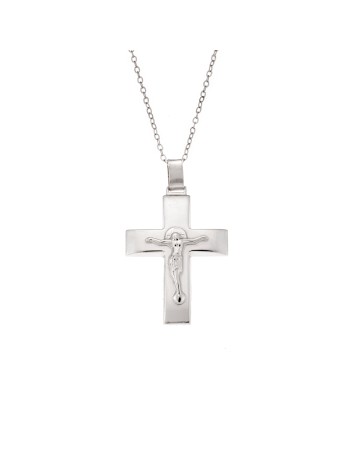 Μενταγιόν Senza ασήμι 925, σταυρός με τον Εσταυρωμένο - SSE0119SR