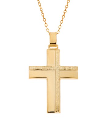 Μενταγιόν Senza επιχρυσωμένο ασήμι 925, σταυρός - SSE0121GD