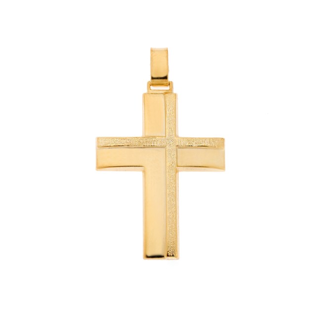 Μενταγιόν Senza επιχρυσωμένο ασήμι 925, σταυρός - SSE0121GD