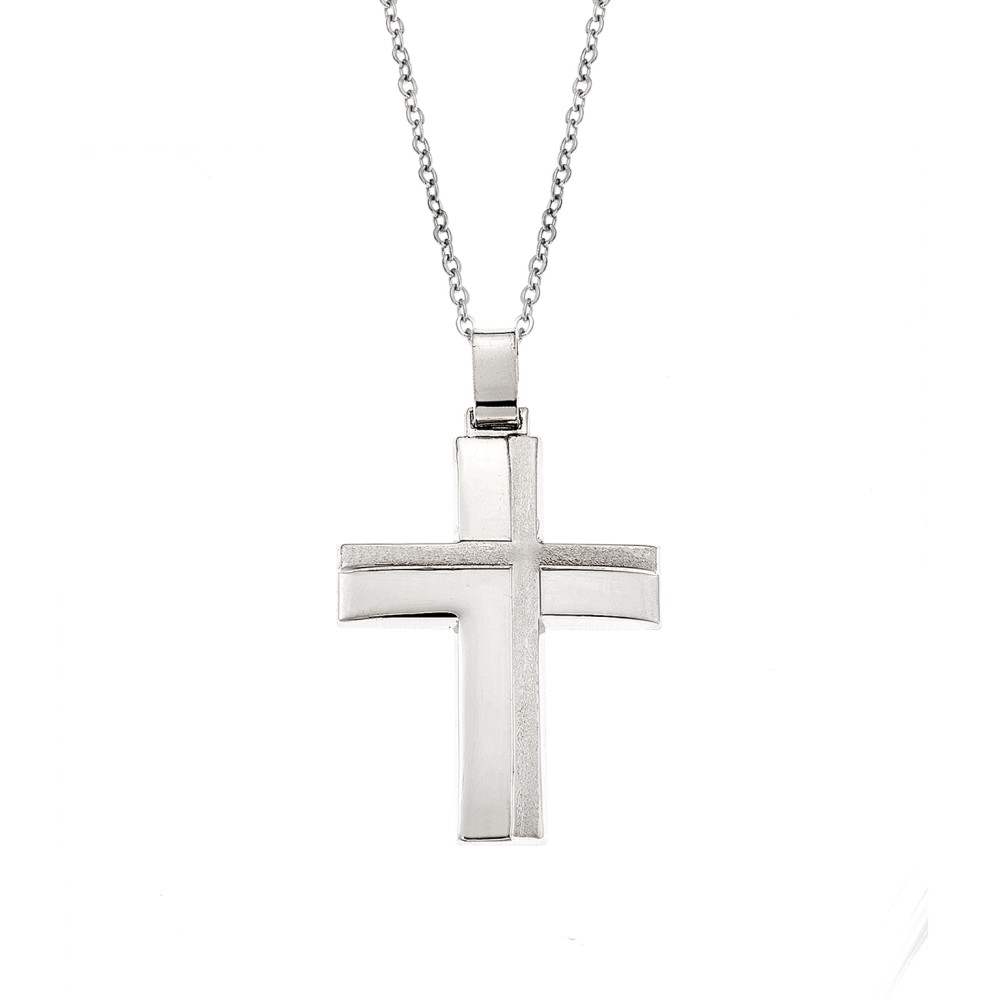 Μενταγιόν Senza επιπλατινωμένο ασήμι 925, σταυρός - SSE0121SR