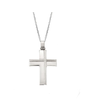 Μενταγιόν Senza επιπλατινωμένο ασήμι 925, σταυρός - SSE0121SR