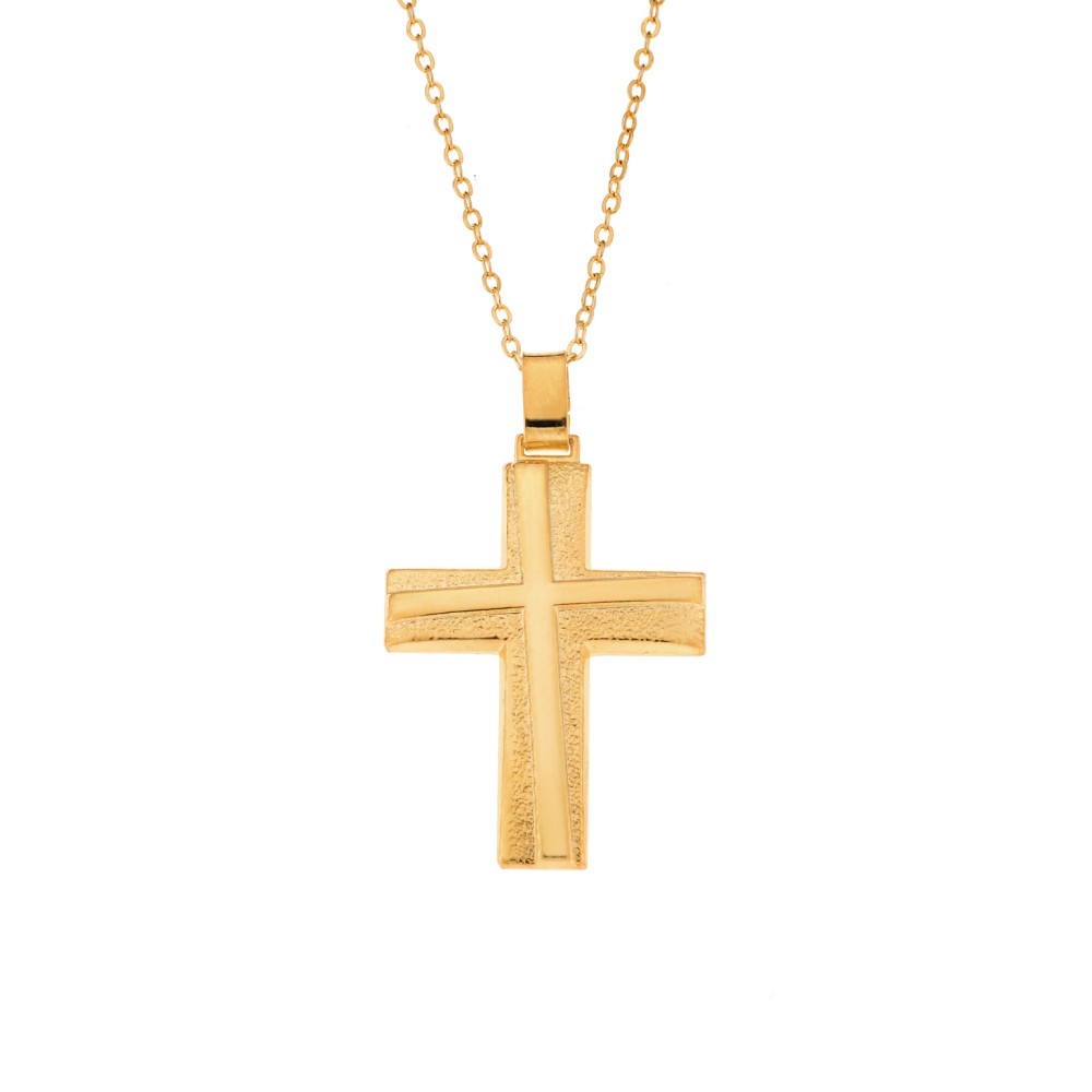 Μενταγιόν Senza επιχρυσωμένο ασήμι 925, σταυρός - SSE0124GD