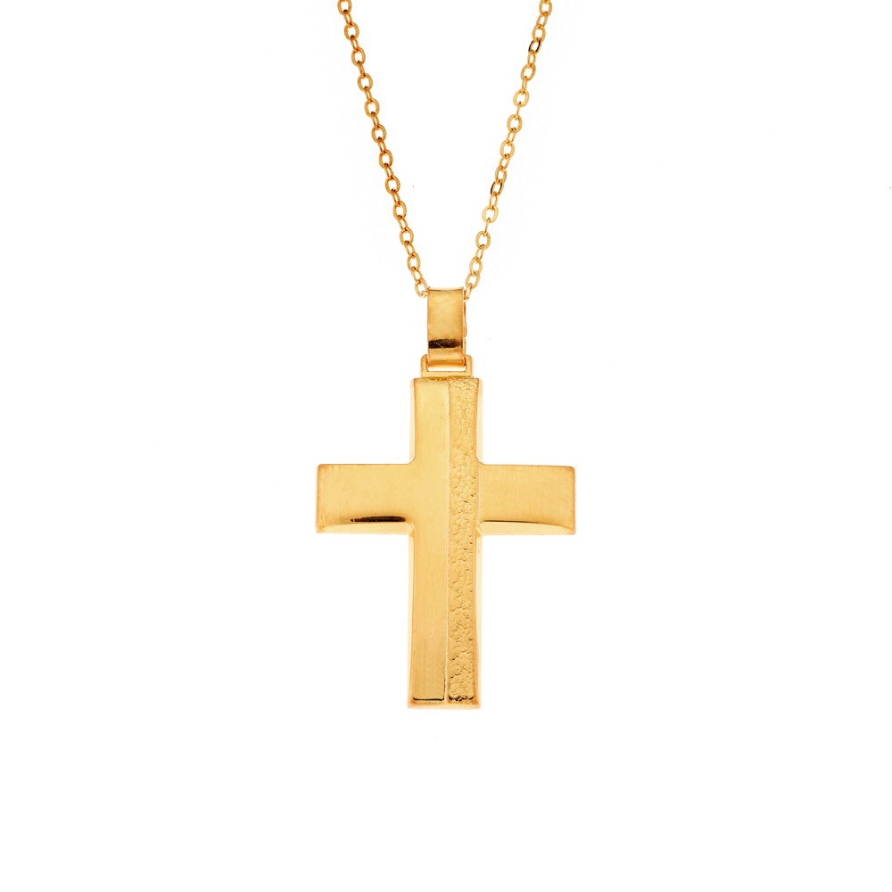 Μενταγιόν Senza επιχρυσωμένο ασήμι 925, σταυρός - SSE0126GD