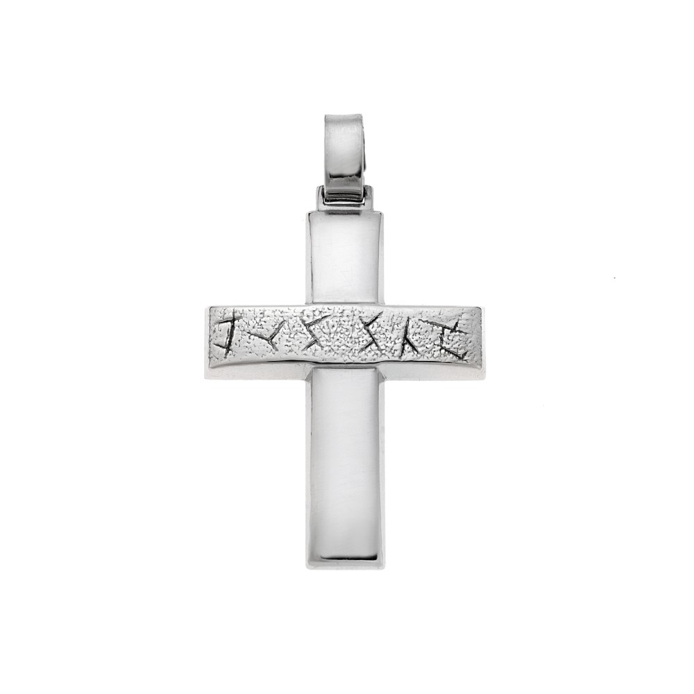 Μενταγιόν Senza ασήμι 925, σταυρός με σαγρέ σχέδιο - SSE0129SR