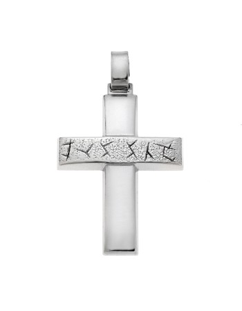 Μενταγιόν Senza ασήμι 925, σταυρός με σαγρέ σχέδιο - SSE0129SR