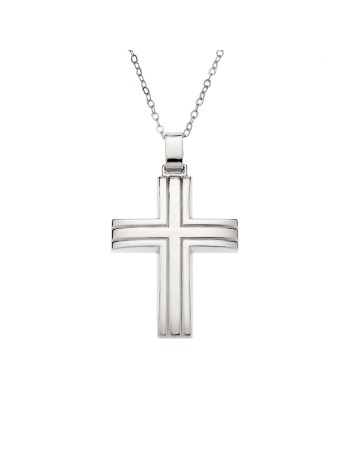 Μενταγιόν Senza ασήμι 925, σταυρός με σχέδιο - SSE0130SR