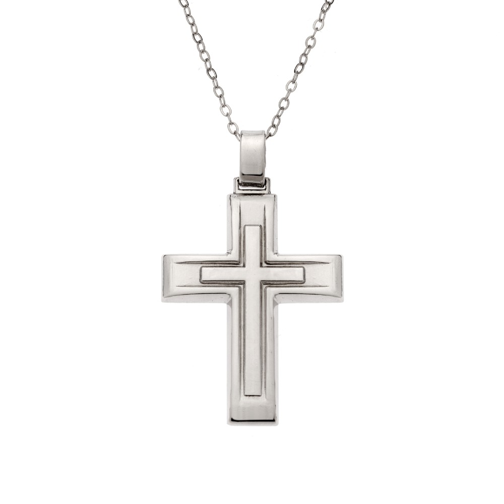 Μενταγιόν Senza ασήμι 925, σταυρός με σχέδιο - SSE0131SR