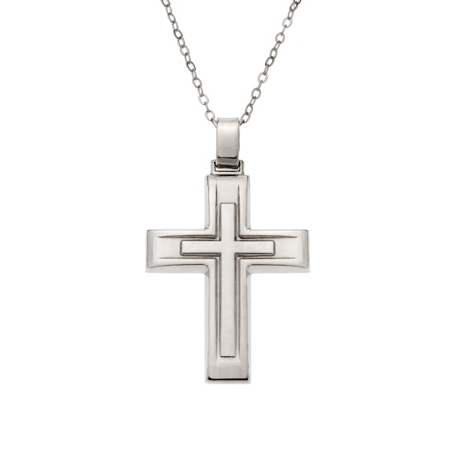 Μενταγιόν Senza ασήμι 925, σταυρός με σχέδιο - SSE0131SR