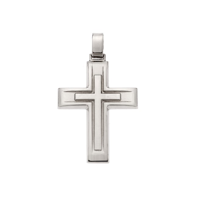 Μενταγιόν Senza ασήμι 925, σταυρός με σχέδιο - SSE0131SR