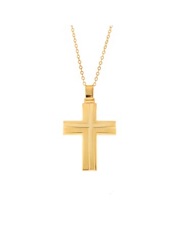 Μενταγιόν Senza επιχρυσωμένο ασήμι 925, σταυρός με σχέδιο - SSE0132GD