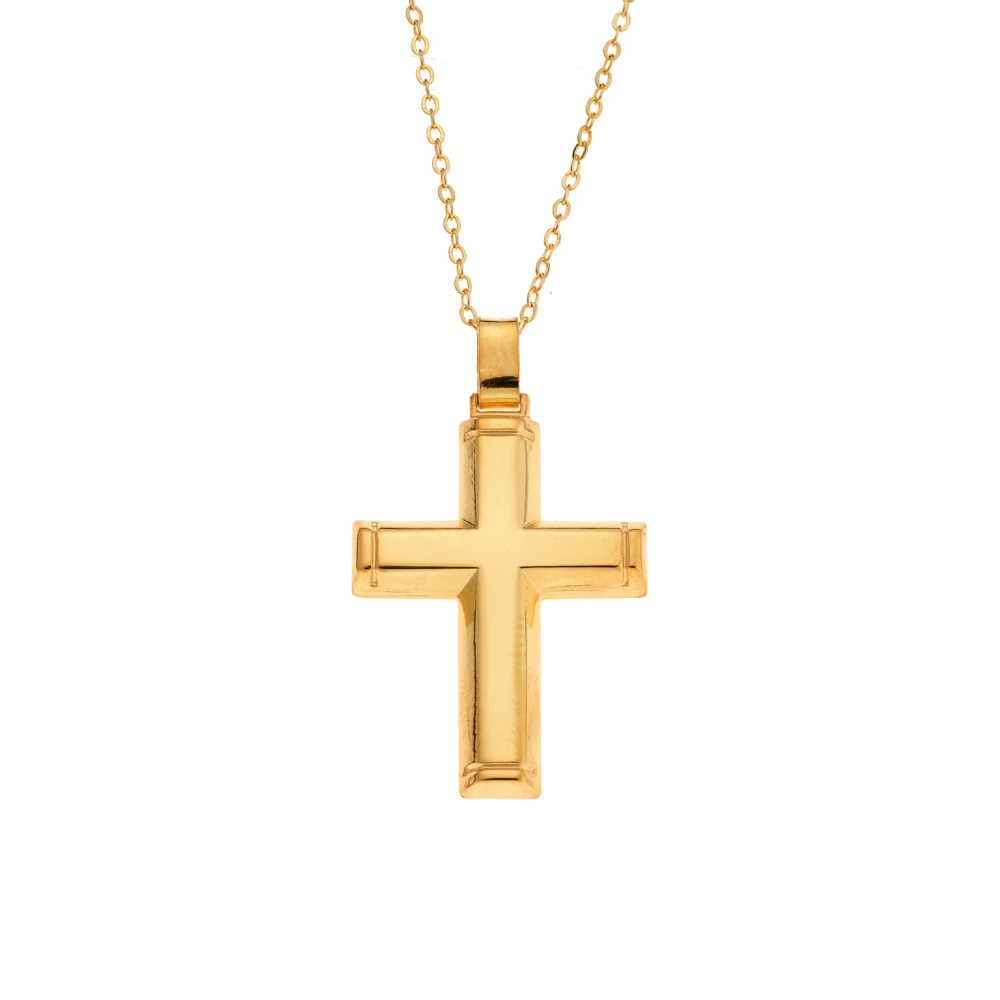 Μενταγιόν Senza επιχρυσωμένο ασήμι 925, σταυρός - SSE0134GD