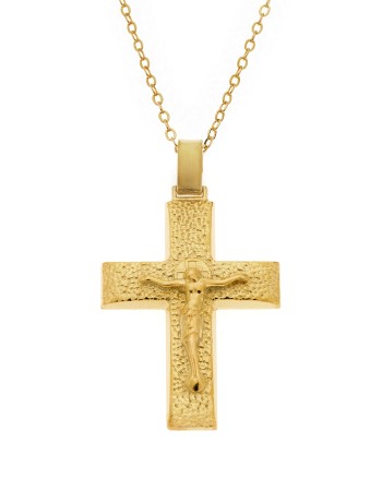Μενταγιόν Senza επιχρυσωμένο ασήμι 925, σταυρός με τον Εσταυρωμένο - SSE0138GD