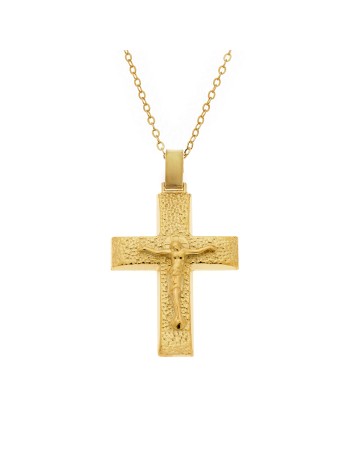 Μενταγιόν Senza επιχρυσωμένο ασήμι 925, σταυρός με τον Εσταυρωμένο - SSE0138GD