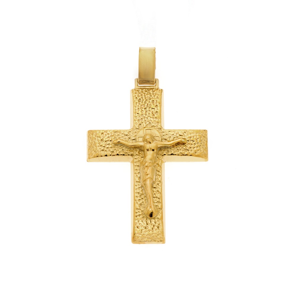 Μενταγιόν Senza επιχρυσωμένο ασήμι 925, σταυρός με τον Εσταυρωμένο - SSE0138GD