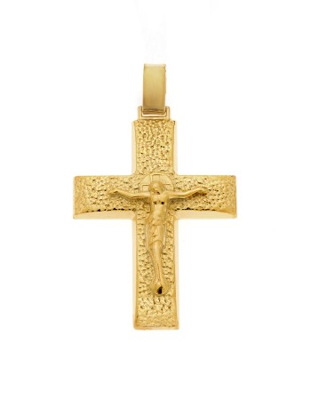 Μενταγιόν Senza επιχρυσωμένο ασήμι 925, σταυρός με τον Εσταυρωμένο - SSE0138GD
