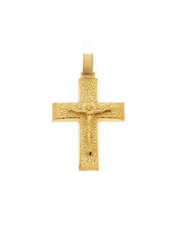 Μενταγιόν Senza επιχρυσωμένο ασήμι 925, σταυρός με τον Εσταυρωμένο - SSE0138GD