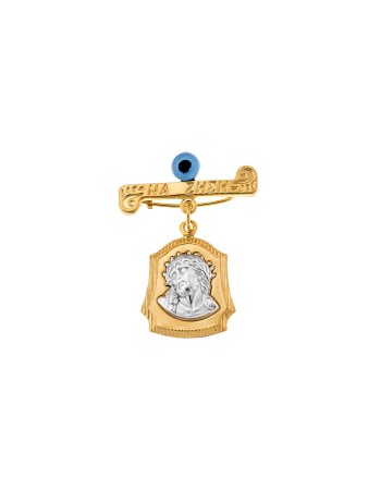 Παραμάνα SENZA επιχρυσωμένο ασήμι 925, με δίχρωμη απεικόνιση και ματάκι - SSE0148GD