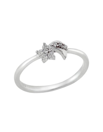 Δαχτυλίδι SΕΝΖΑ ασήμι 925, αστέρι και φεγγάρι με λευκά ζιργκόν - SSR1629