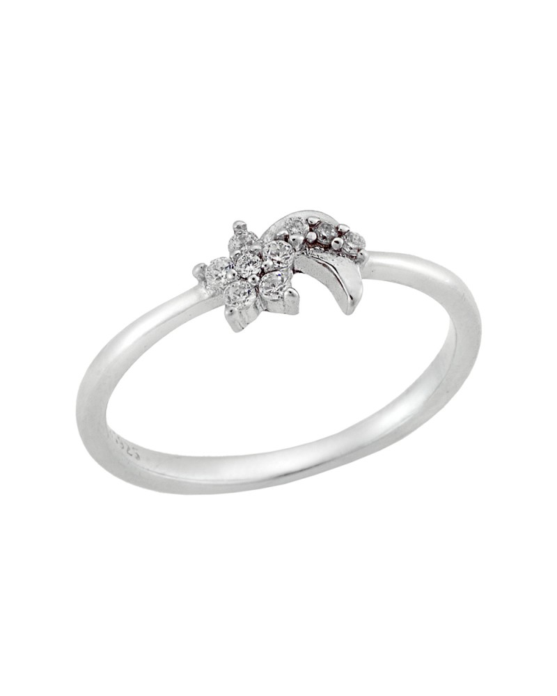 Δαχτυλίδι SΕΝΖΑ ασήμι 925, αστέρι και φεγγάρι με λευκά ζιργκόν - SSR1629