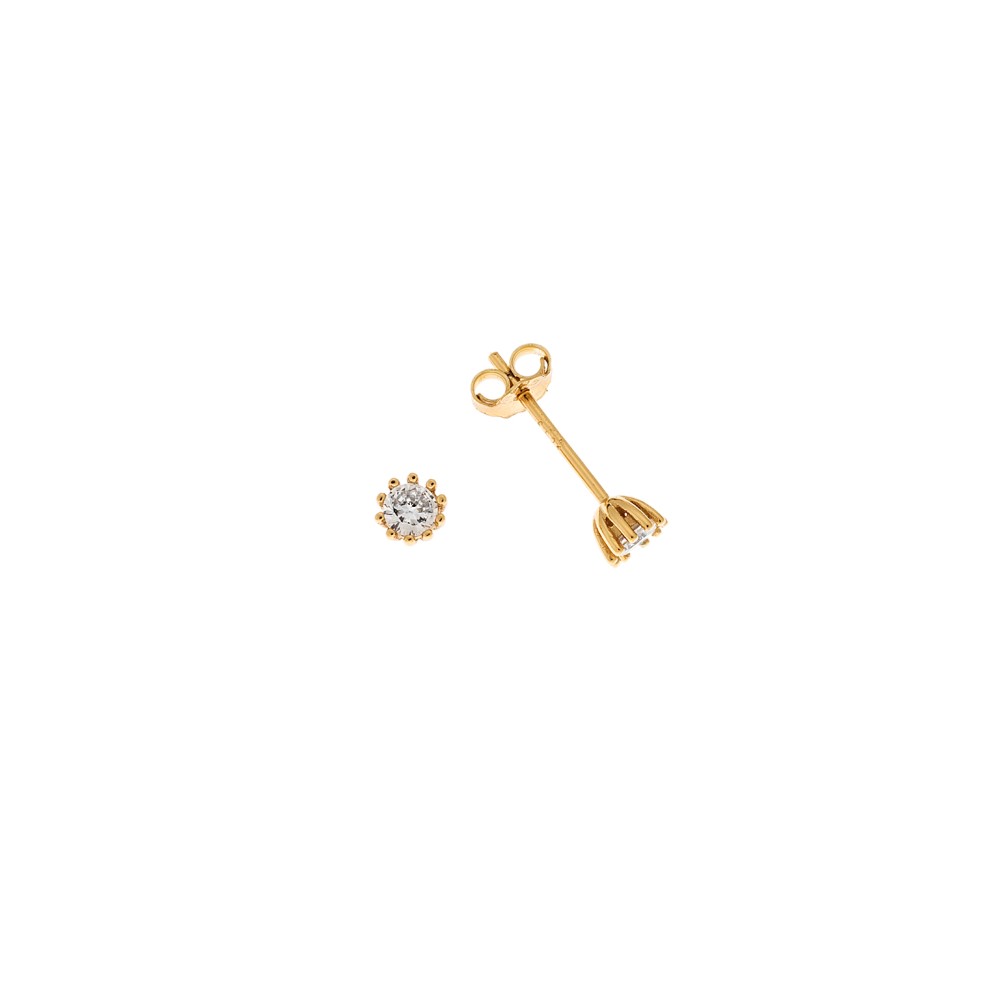 Σκουλαρίκια Senza ασήμι 925, με λευκό ζιργκόν 0.5 cm - SSR1656-2GD