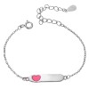 Βραχιόλι παιδικό SENZA ασήμι 925, ταυτότητα με ροζ καρδιά - SSR1694