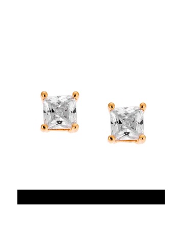 Σκουλαρίκια Senza επιχρυσωμένο ασήμι 925, με λευκό ζιργκόν 0.3 cm - SSR1698GD