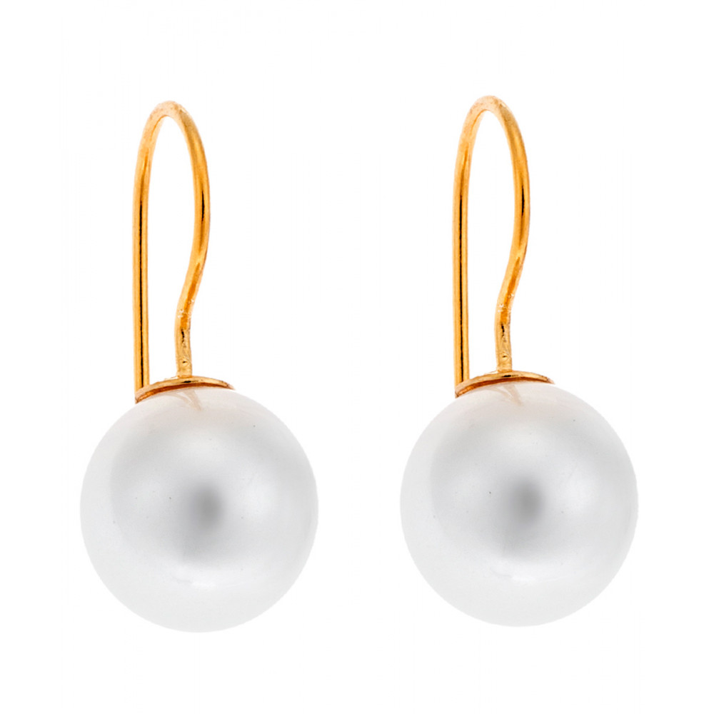 Σκουλαρίκια SENZA ασήμι 925 με μαργαριτάρι και κίτρινο επιχρυσωμένο πιάσιμο - SSR1798-1GD