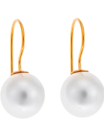 Σκουλαρίκια SENZA ασήμι 925 με μαργαριτάρι και κίτρινο επιχρυσωμένο πιάσιμο - SSR1798-1GD