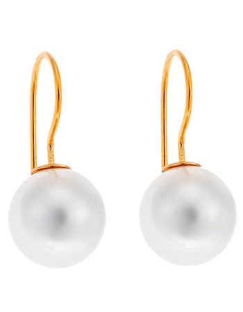 Σκουλαρίκια SENZA ασήμι 925 με μαργαριτάρι και κίτρινο επιχρυσωμένο πιάσιμο - SSR1798-1GD