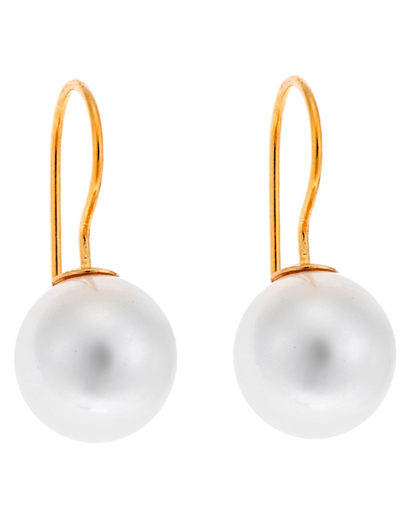 Σκουλαρίκια SENZA ασήμι 925 με μαργαριτάρι και κίτρινο επιχρυσωμένο πιάσιμο - SSR1798-1GD