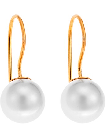 Σκουλαρίκια SENZA ασήμι 925 με μαργαριτάρι και κίτρινο επιχρυσωμένο πιάσιμο - SSR1798-2GD